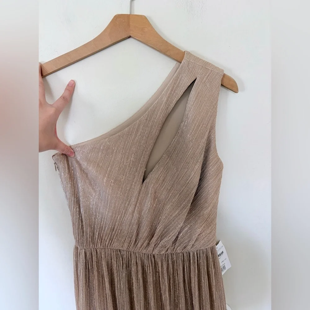 NWT $248 Dress The Population Kienna Metallic One-Shoulder Gown XS READ - Picture 7 of 13
